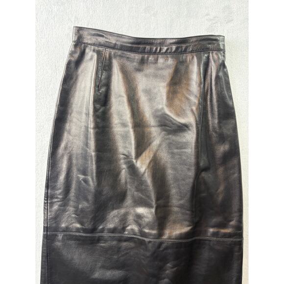 Michael Kors Leather Midi Skirt • Black • Size 6 - Picture 8 of 8